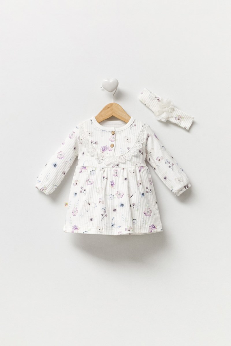 Garden Dantel Yakalı Kız Bebel Elbisesi - 3 Renk