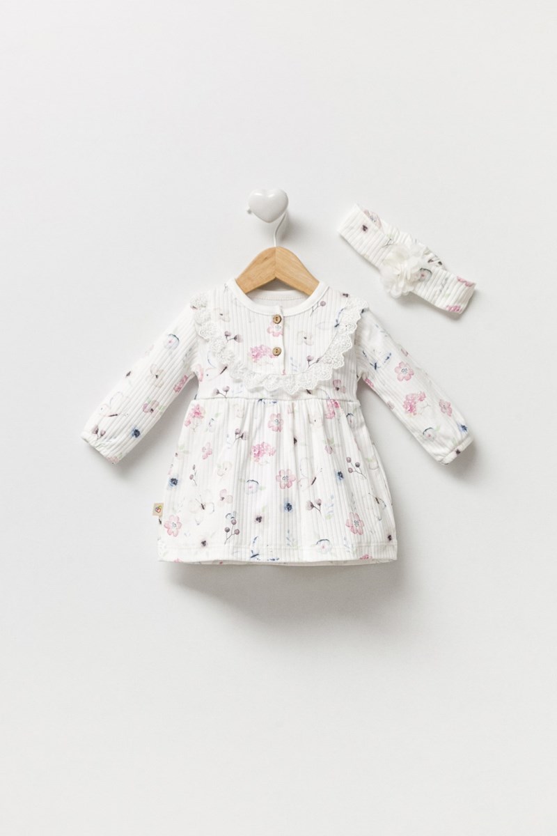 Garden Dantel Yakalı Kız Bebel Elbisesi - 3 Renk